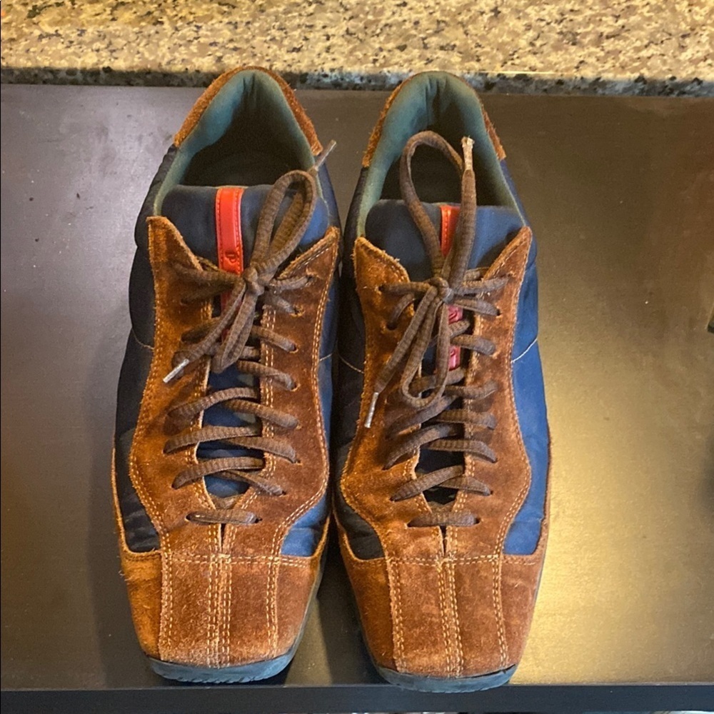 Prada Men's Brown and Blue Sneakers